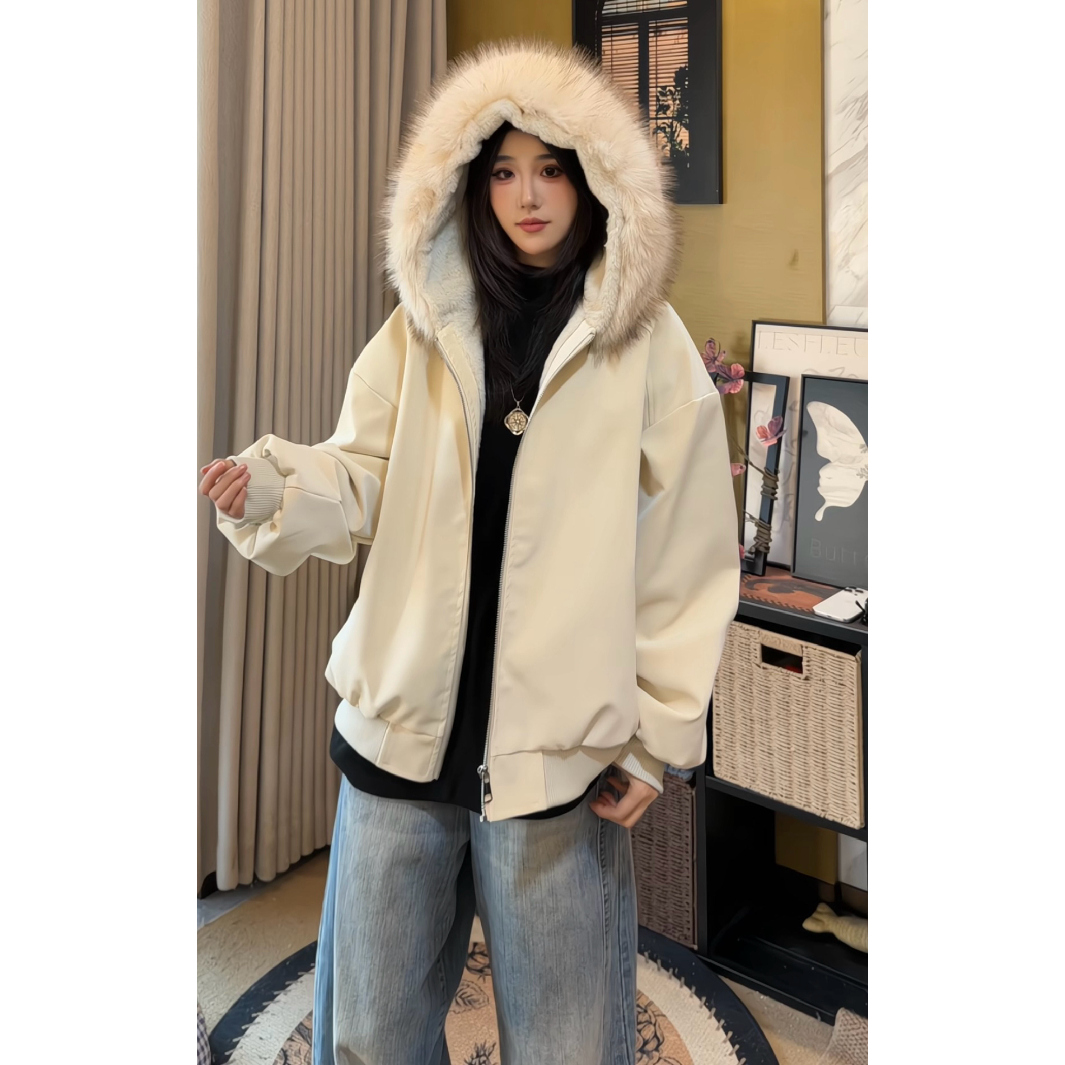 【破价+二代软皮】大毛领连帽冬季男款美式宽松短款棉服百搭外套