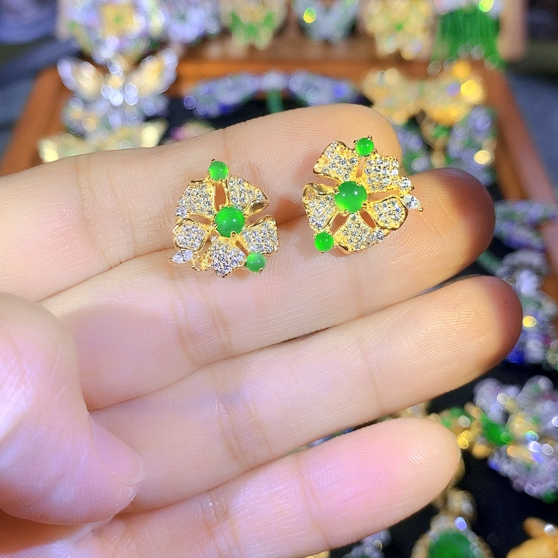 吊坠(不含链)银S925镶嵌翡翠