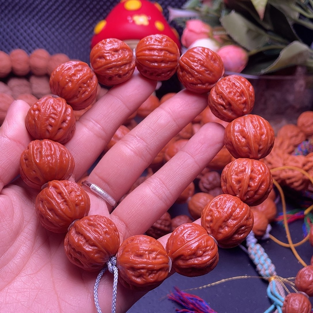 我***好手串文玩核桃西瓜纹京八棱