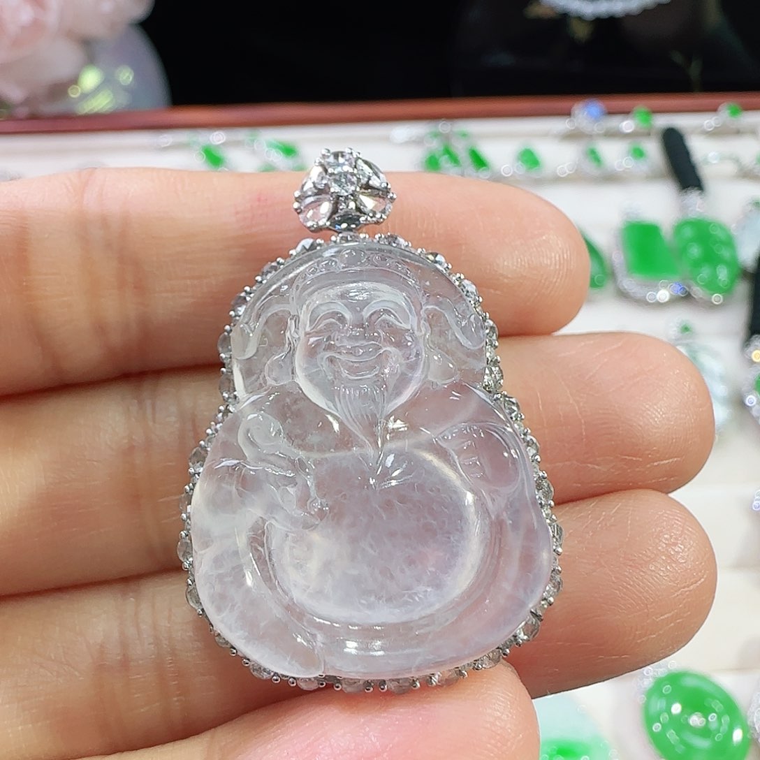 翡翠吊坠(不含链)18K金镶嵌