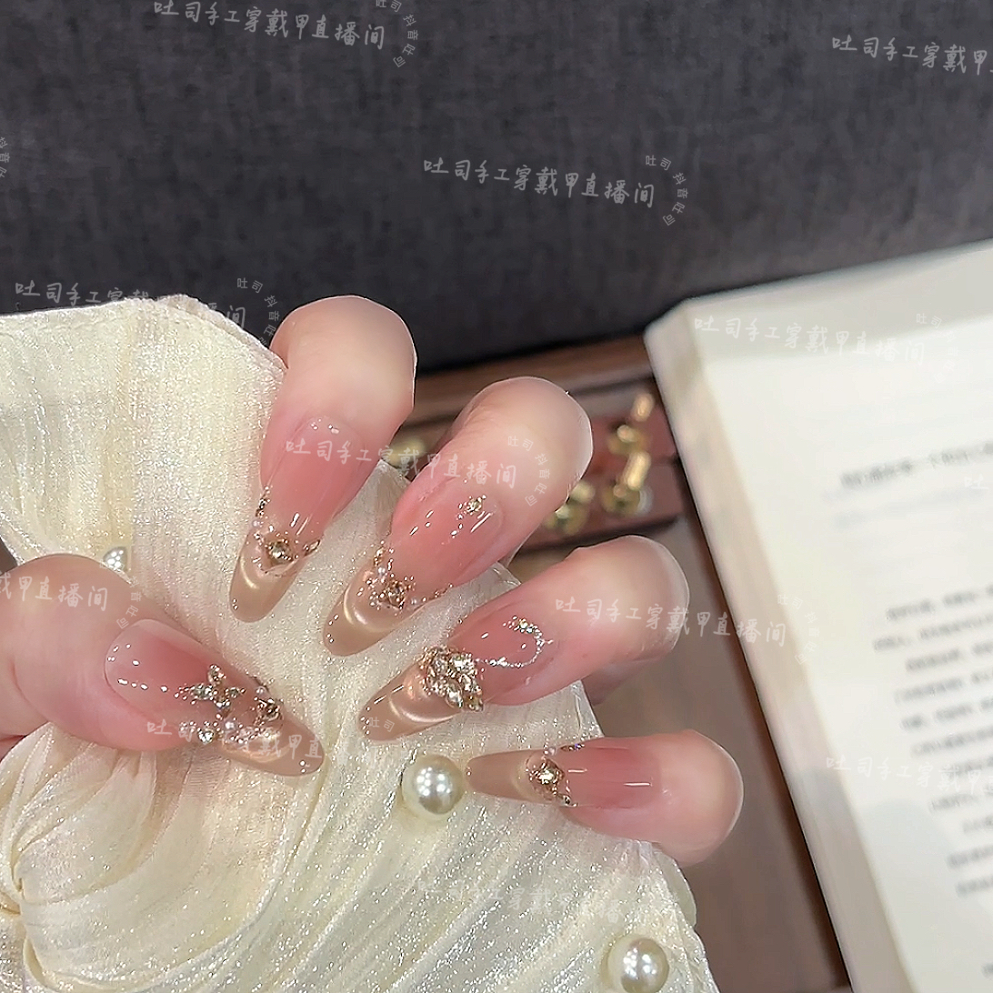 【天鹅湖畔】轻奢显白纯手工穿戴甲光疗甲冰透渐变四季流行10片装