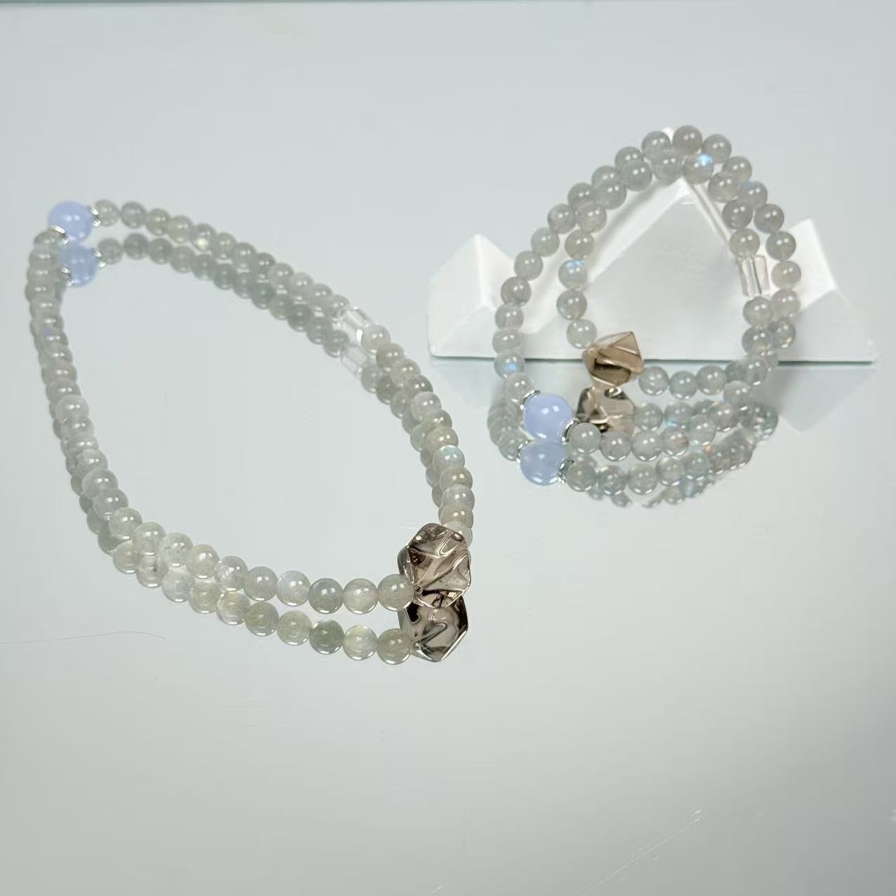 【1890 安睡月光】灰月光茶晶6-10mm手串面小仙多样性发其一Z