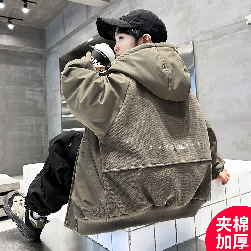 男童2025新款深秋夹棉加厚外套中大童儿童酷帅男孩潮C5027-8