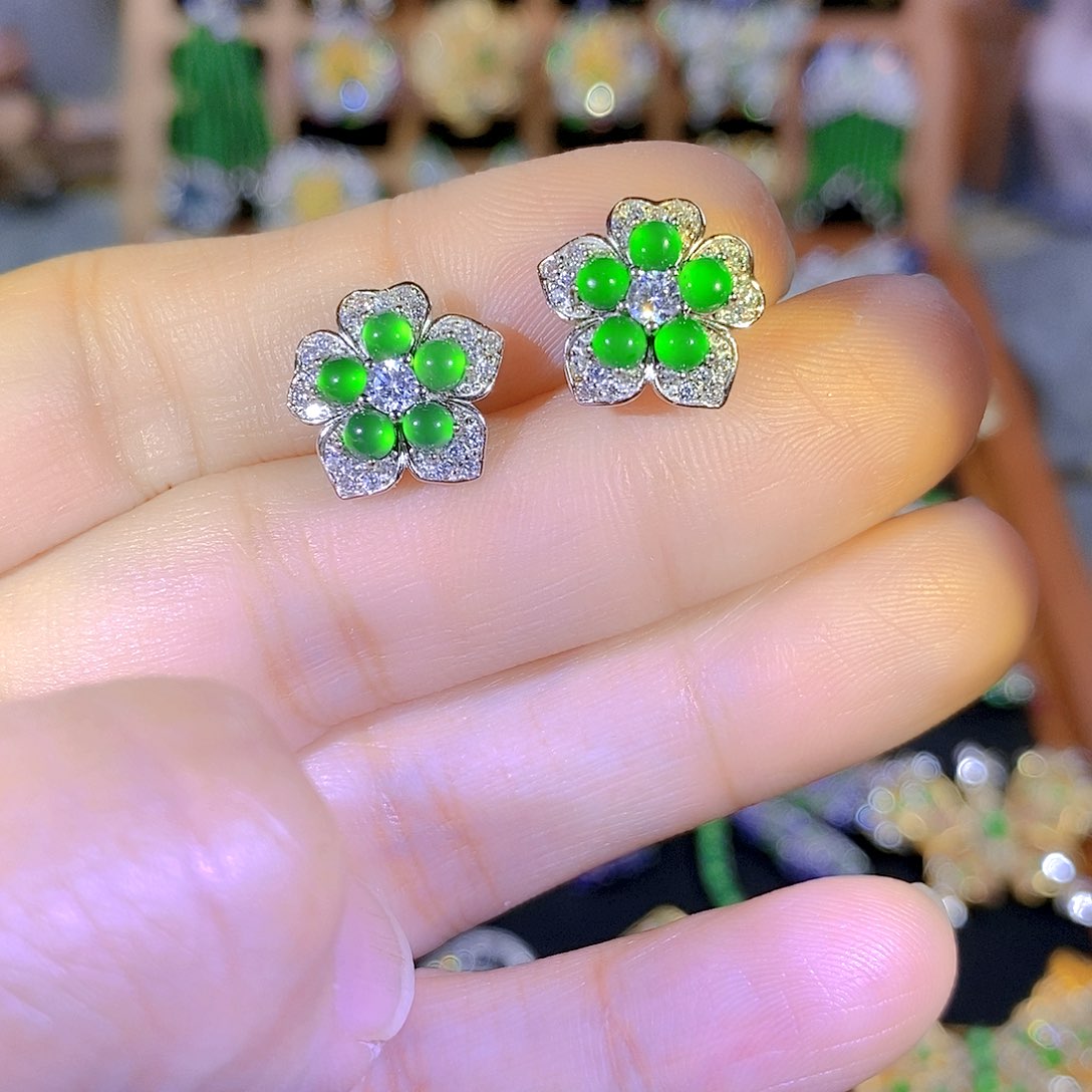 吊坠(不含链)银S925镶嵌翡翠