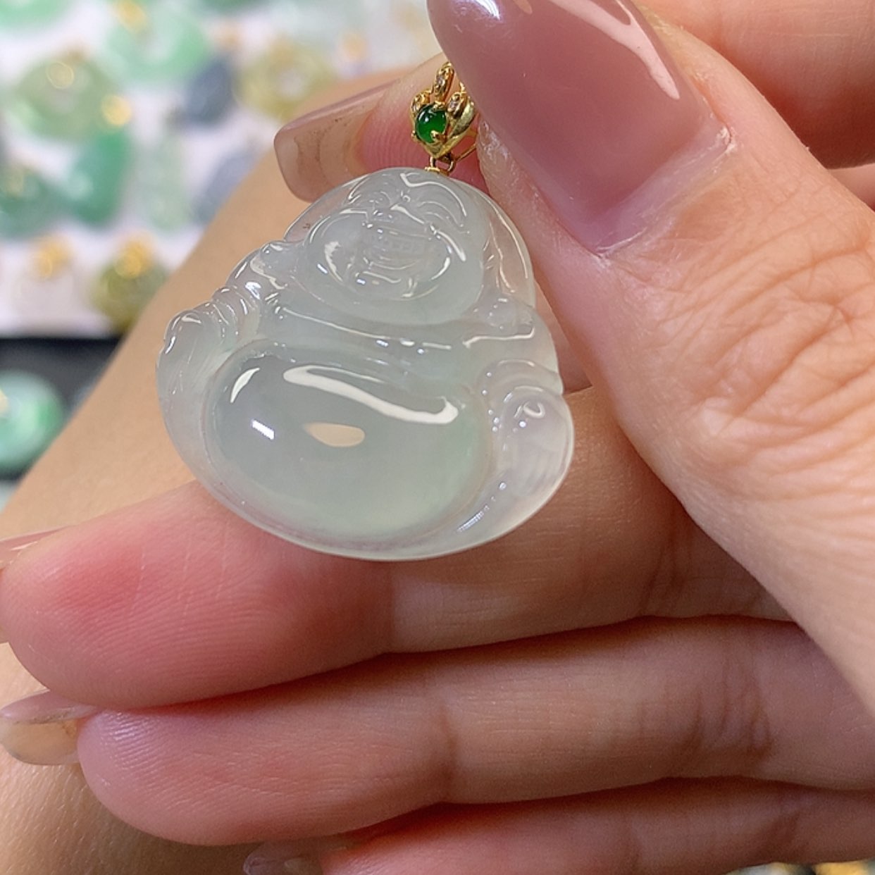 【闪购商品】翡翠吊坠(赠链)18K金镶嵌
