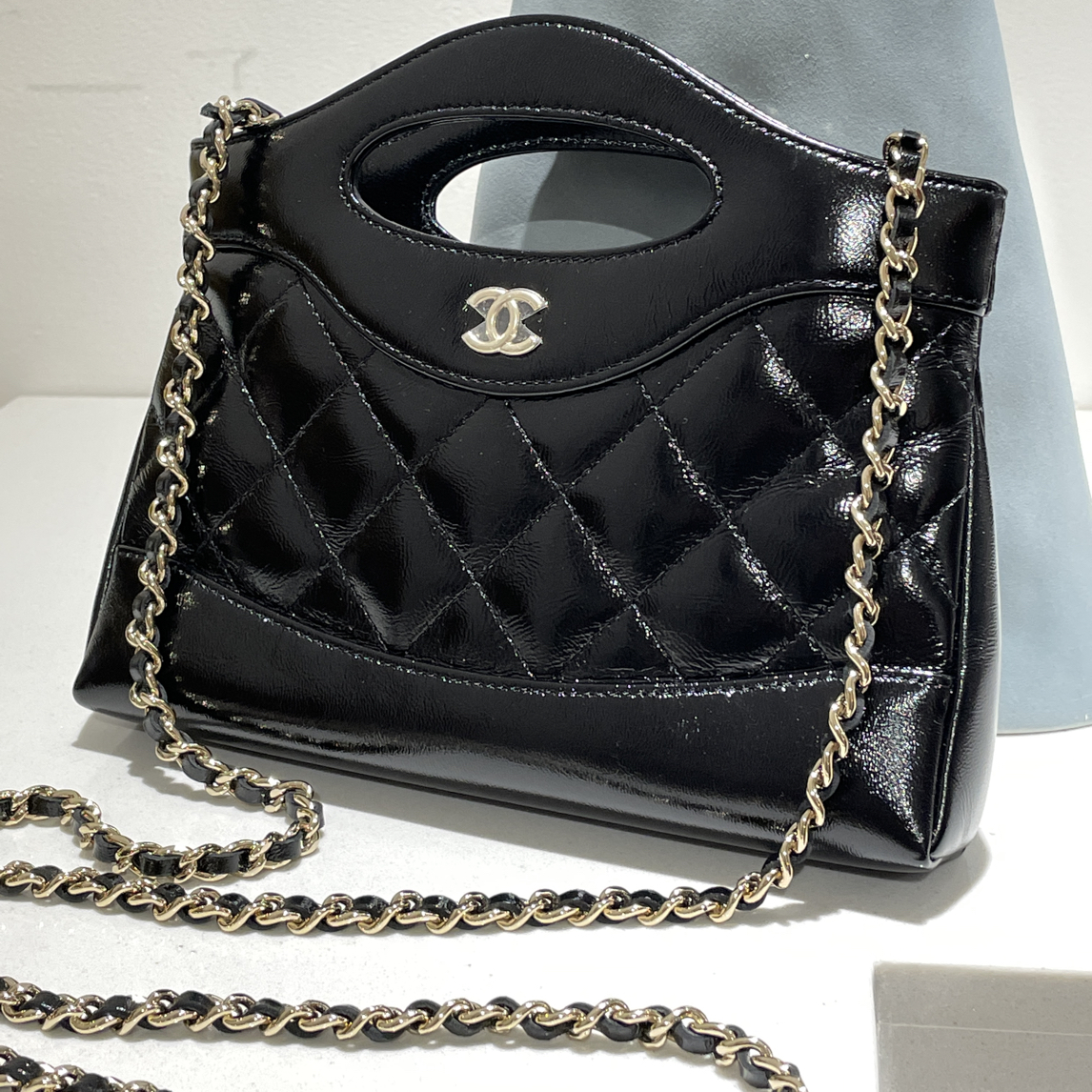 95新 Chanel/香奈儿 黑金31bag nano 链条斜挎包 98新