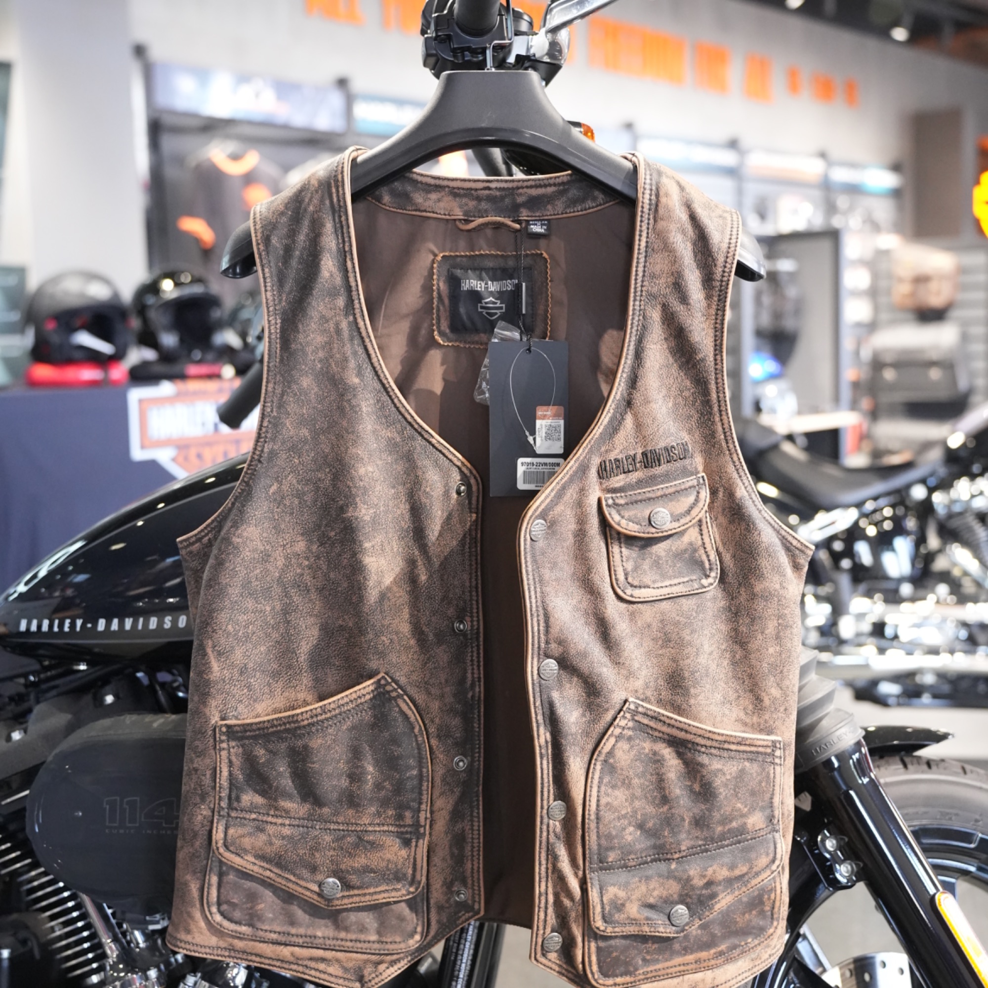 哈雷戴维森休闲皮马甲97019-22VM