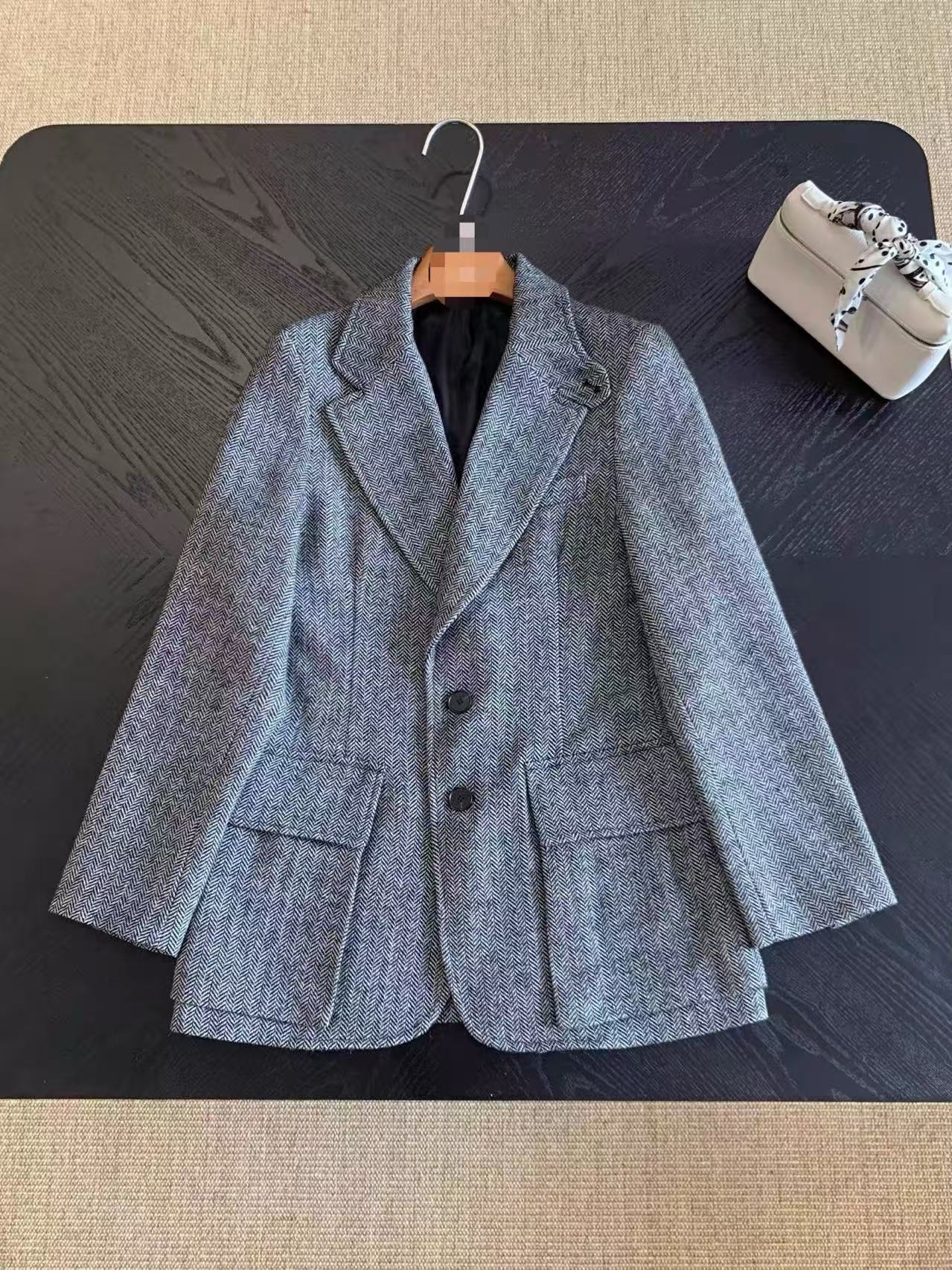 【la 夫】平驳领人字纹西服上装秋冬 0065