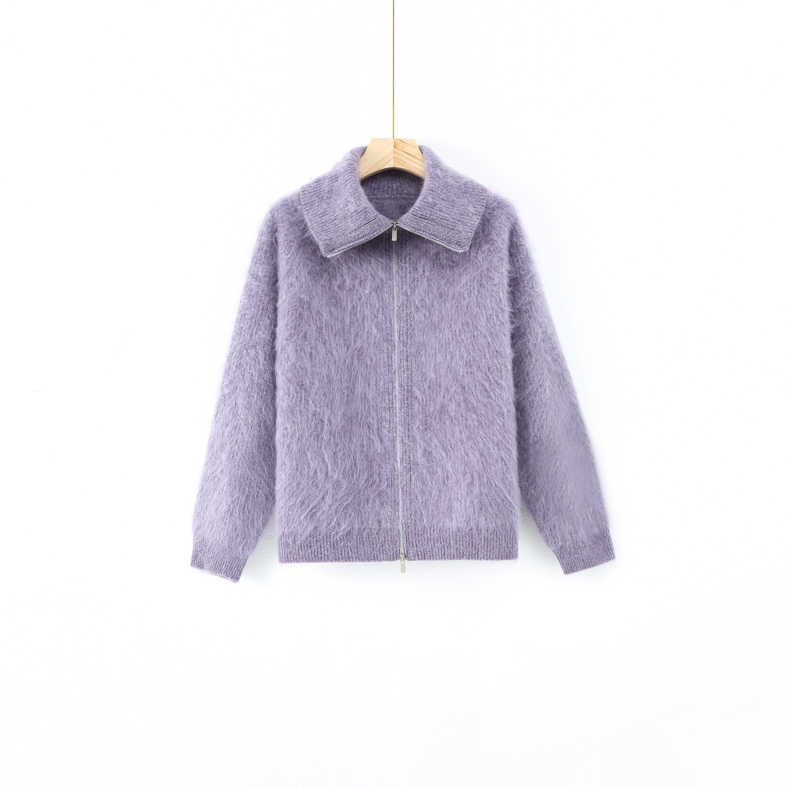 【大侄子羊绒】100%山羊绒康赛妮拉绒翻领双拉链外套-2679