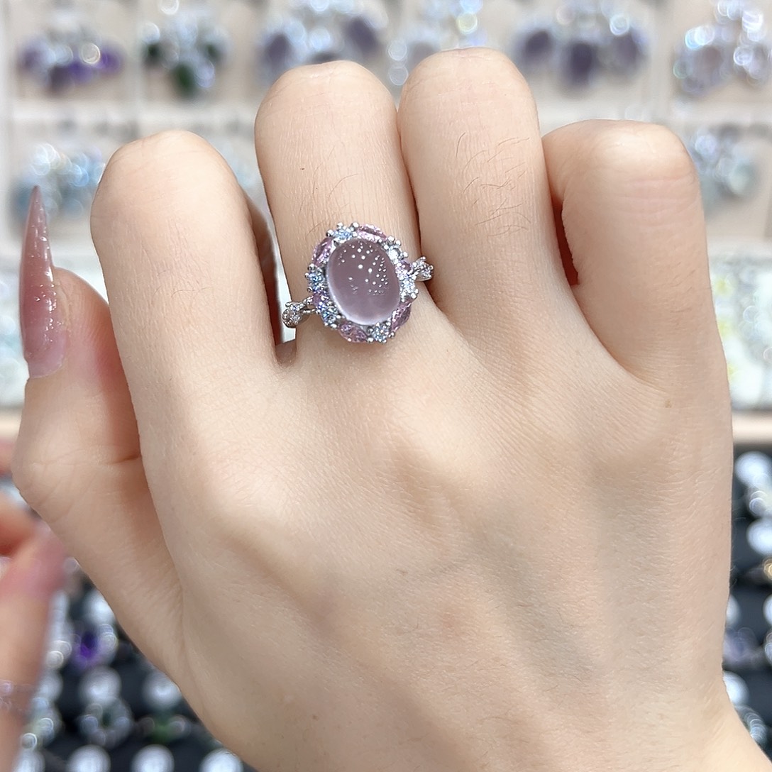 锡***家萤石银S925镶嵌戒指