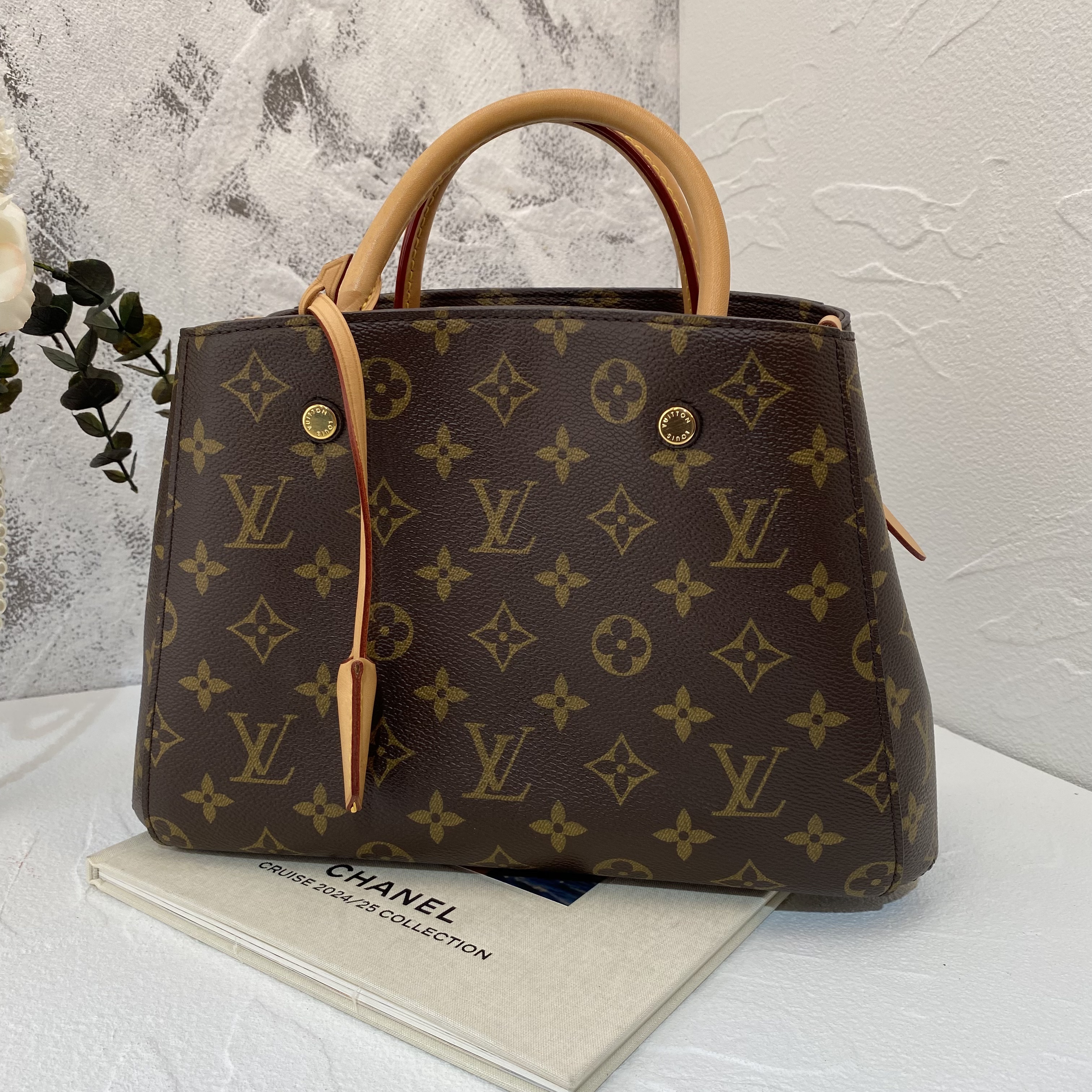 99新 LouisVuitton/路易威登 女士时尚老花蒙田BB手提单肩二奢包