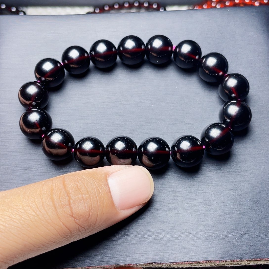 石榴石手链未镶嵌12MM毕业级酒红单圈天花板10A级
