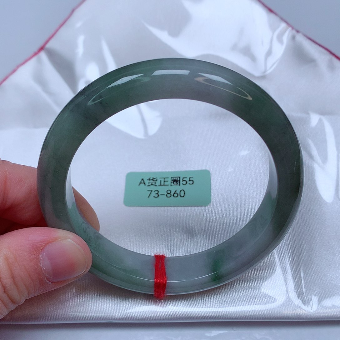 翡翠手镯银S925镀金镶嵌73号