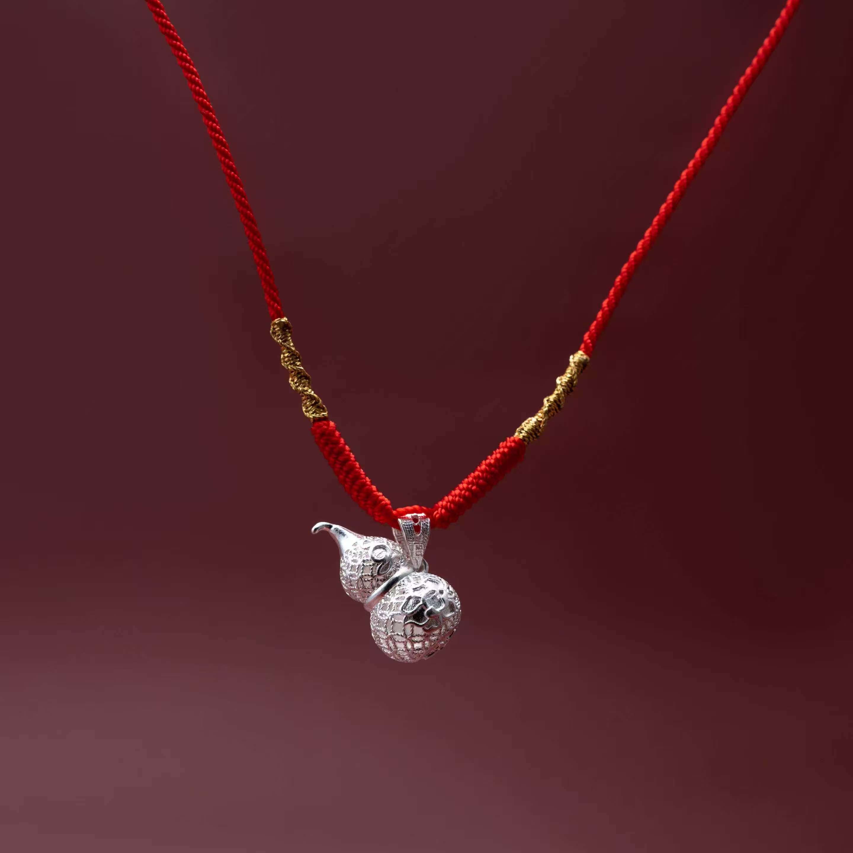 葫芦花丝镂空吊坠黑绳红绳 非遗手工艺