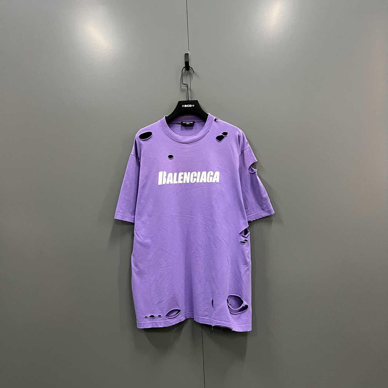 95新 Balenciaga/巴黎世家 c216 紫色大破坏logo印花短袖 XS