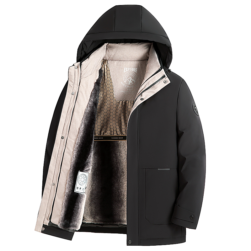 红豆男装保暖中老年加绒加厚羽绒服冬季男士活里活面冬装爸爸外套