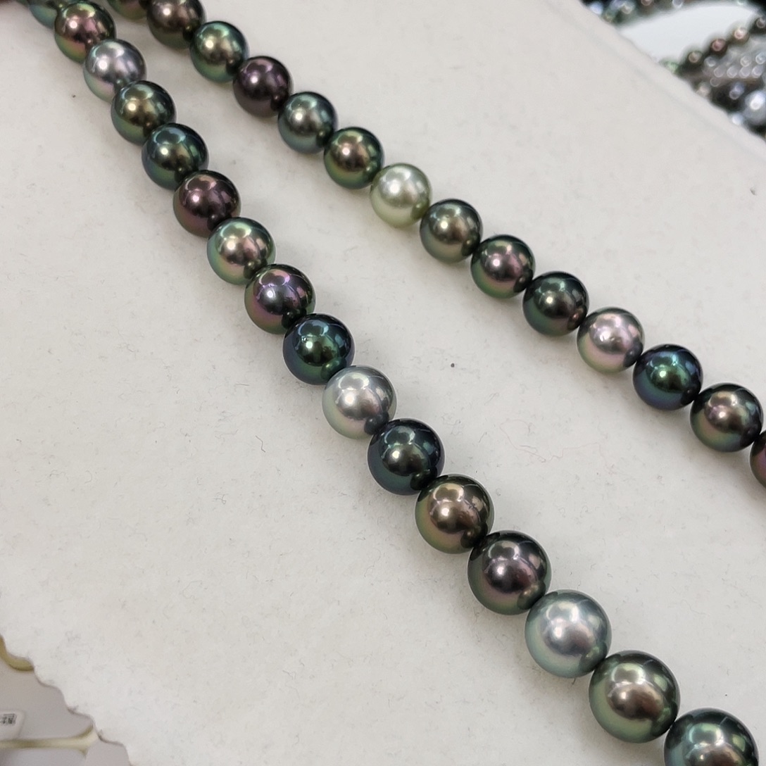 海水珍珠颈饰银S925镶嵌10-11大溪地串链