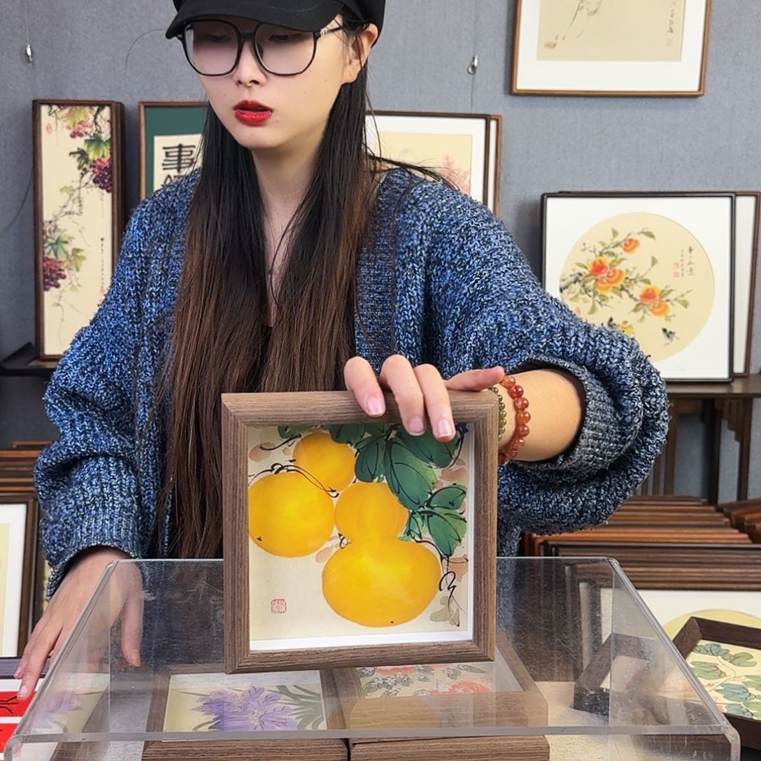 国画手绘带框尺寸：15*15