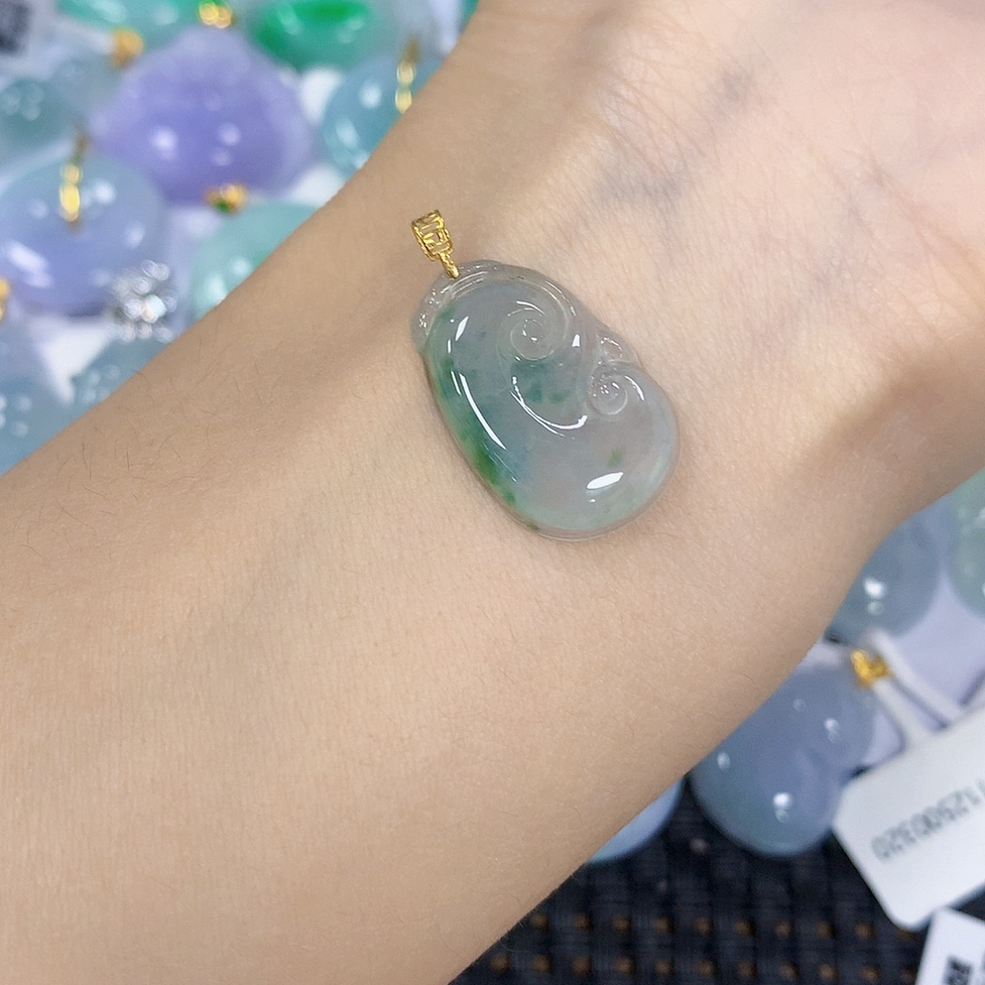 翡翠18K金镶嵌颈饰天然翡翠a货 百元以上9米证书费自理