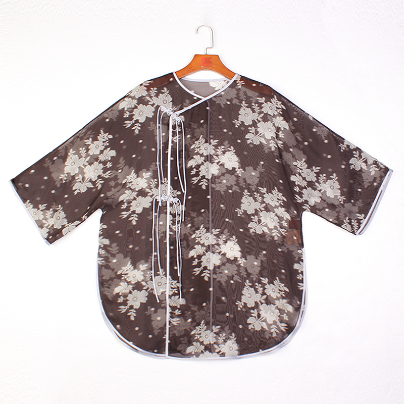 【花影叠烟】复古新中式纯手工桑蚕丝中国风斜襟女士上衣