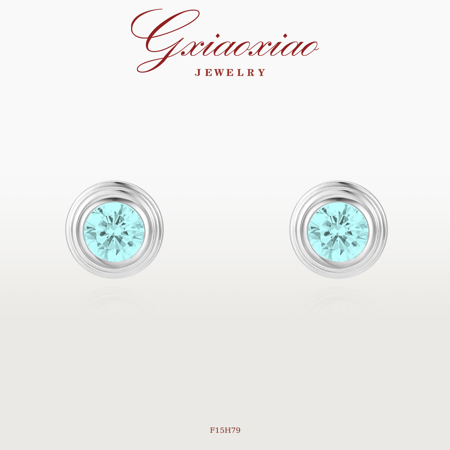 镀K金 925银针 气质时尚精致百搭蓝色泡泡耳环 F15H79