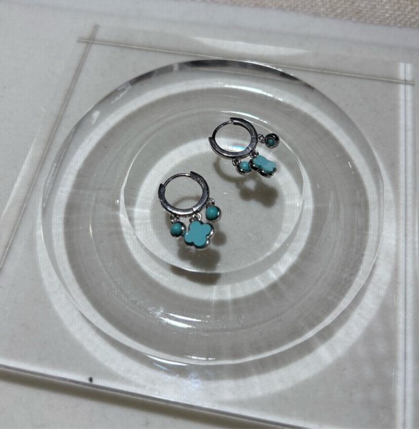 天然原矿绿松石耳坠