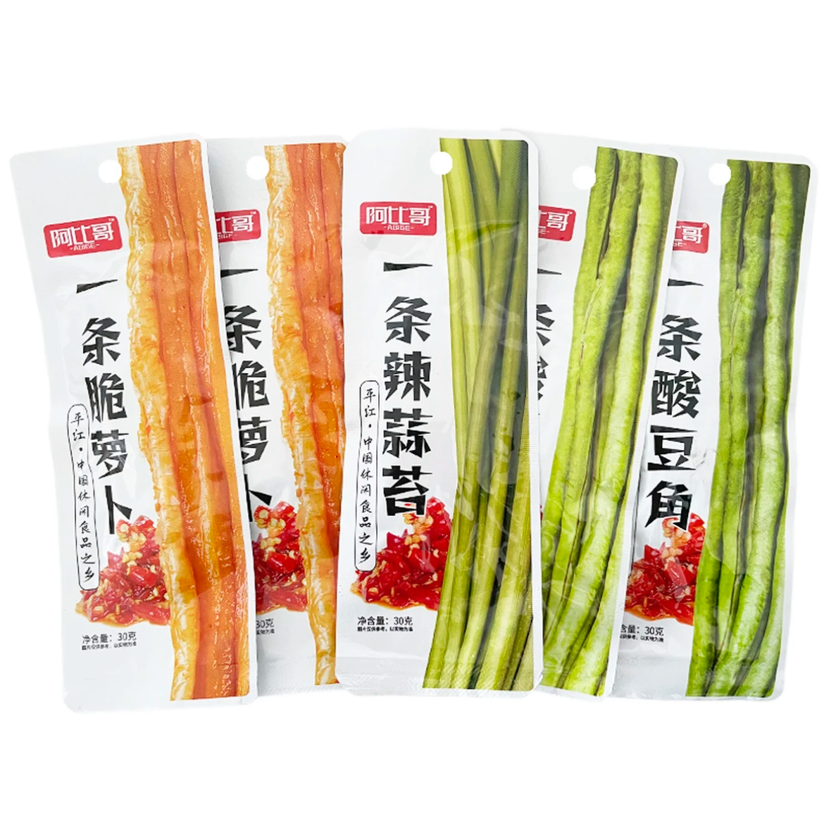 湖南特产阿比哥酸豆角辣蒜苔香辣脆爽酱腌下饭菜开袋即食休闲零食