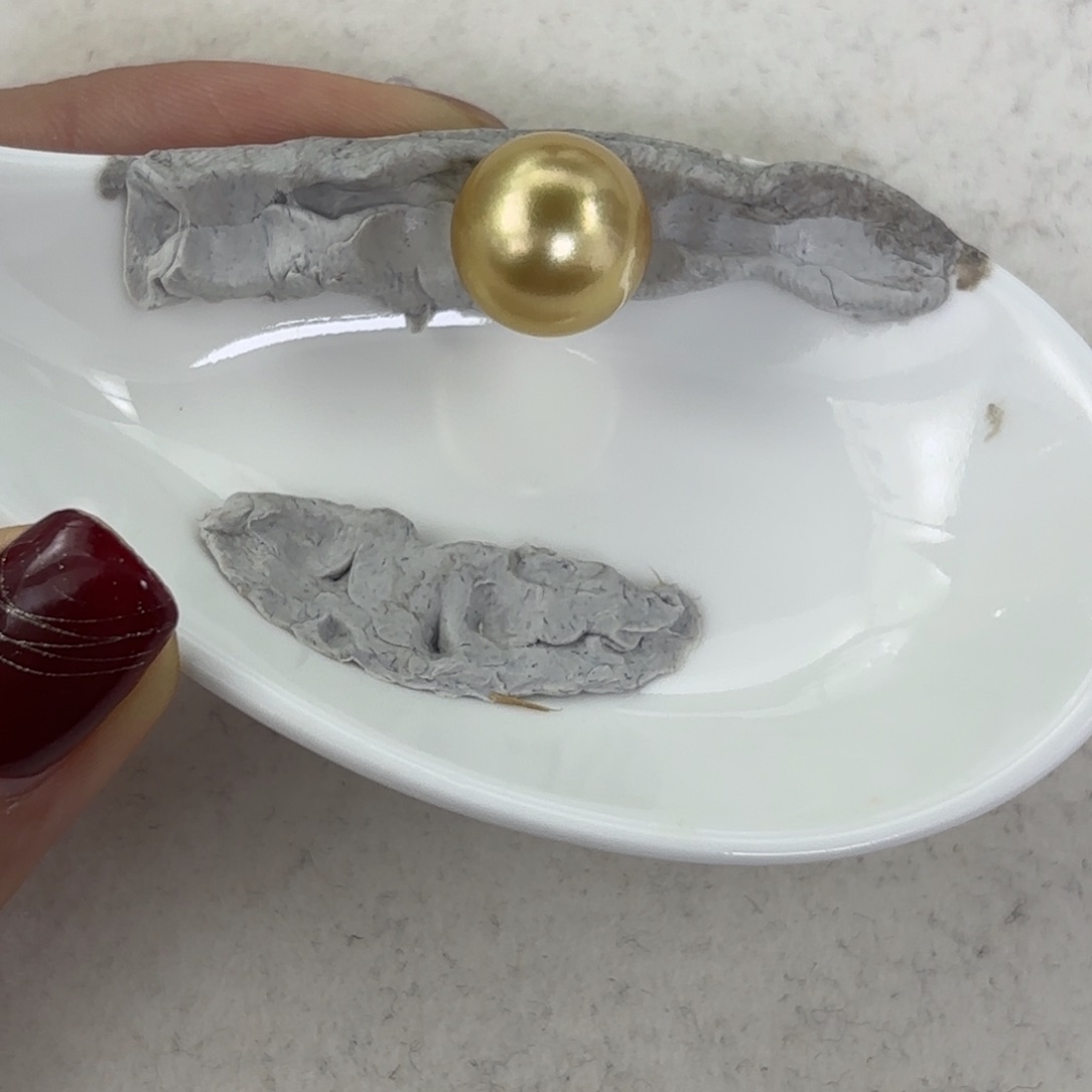 定制海水珍珠裸珠未镶嵌12-13mm金珠