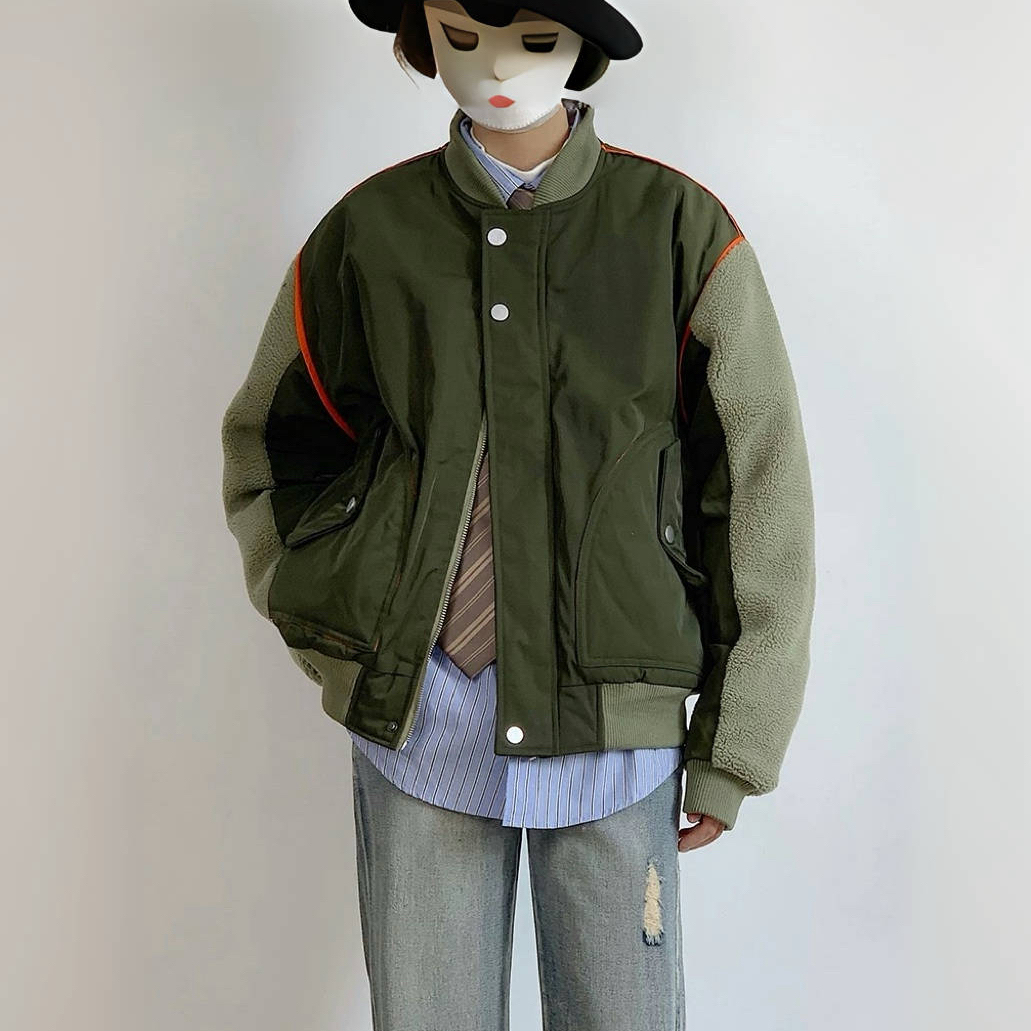 3007质量敲好哦～复古飞行员棒球服 夹克加厚拼接棉服 棉衣