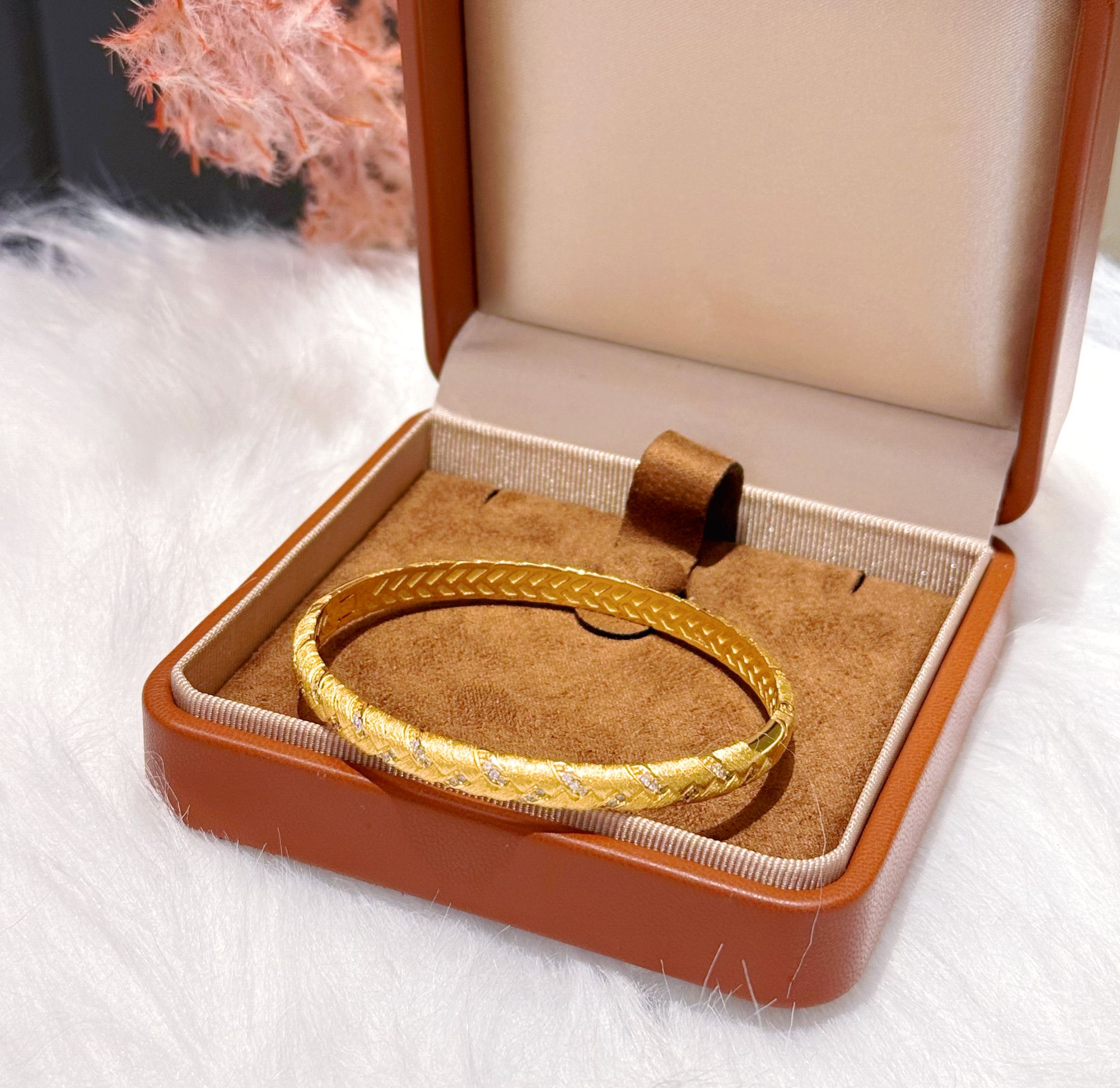 镀18K 意大利满天星拉丝编织手镯