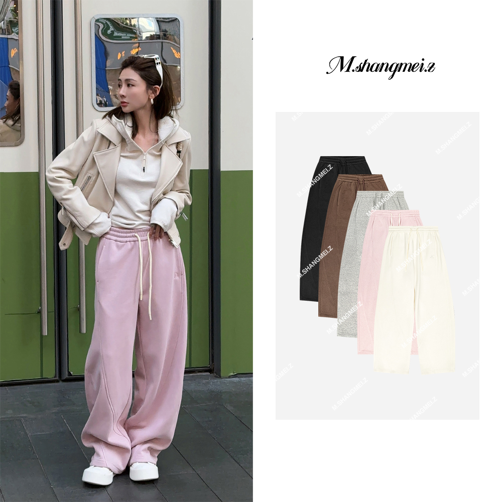 M.SHANGMEI.Z/沐熙【海棠】美大哥时尚显瘦宽松系绳休闲裤X101036
