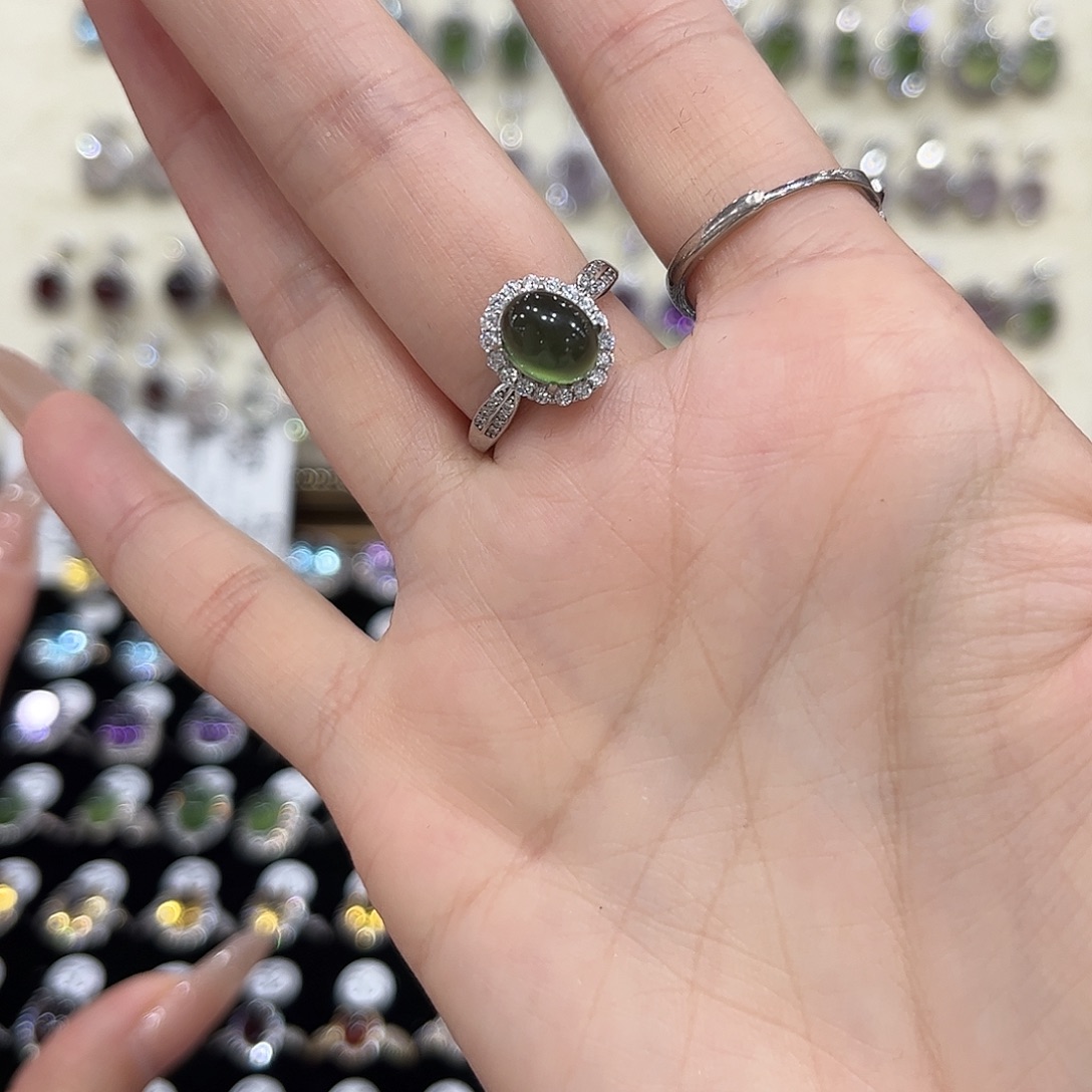 小***幸岫玉银S925镶嵌戒指