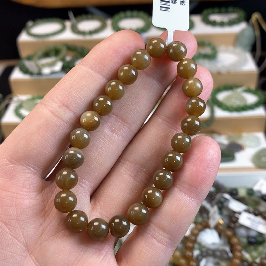 和田玉手链未镶嵌糖料卡8