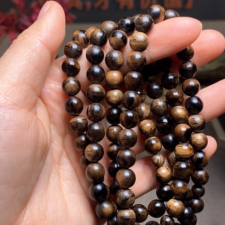 沉香手串越南芽庄白棋楠瘤疤0.8×108