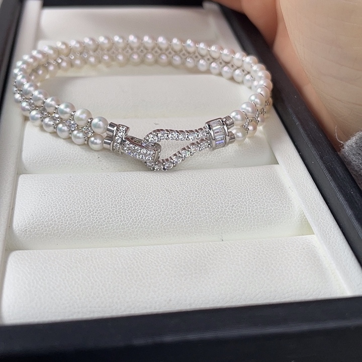 淡水珍珠银S925镶嵌手绳
