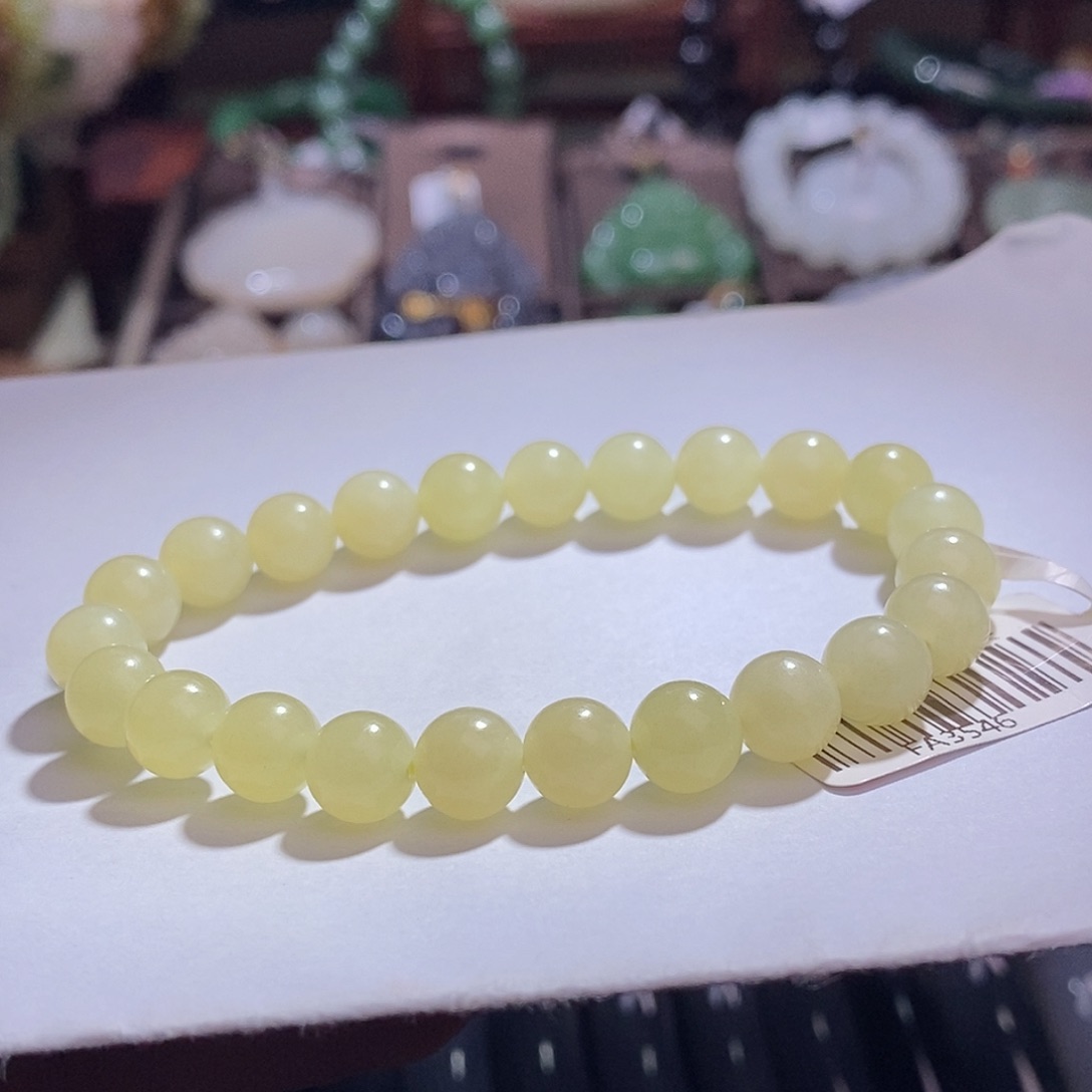 和田玉若羌黄口鸡油黄手串8MM未镶嵌