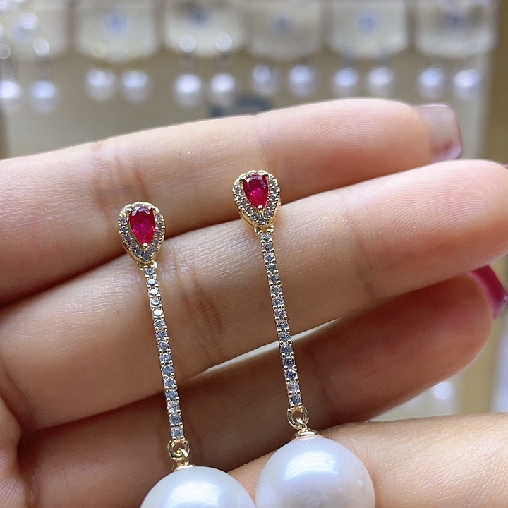 银S925镶嵌淡水珍珠耳饰