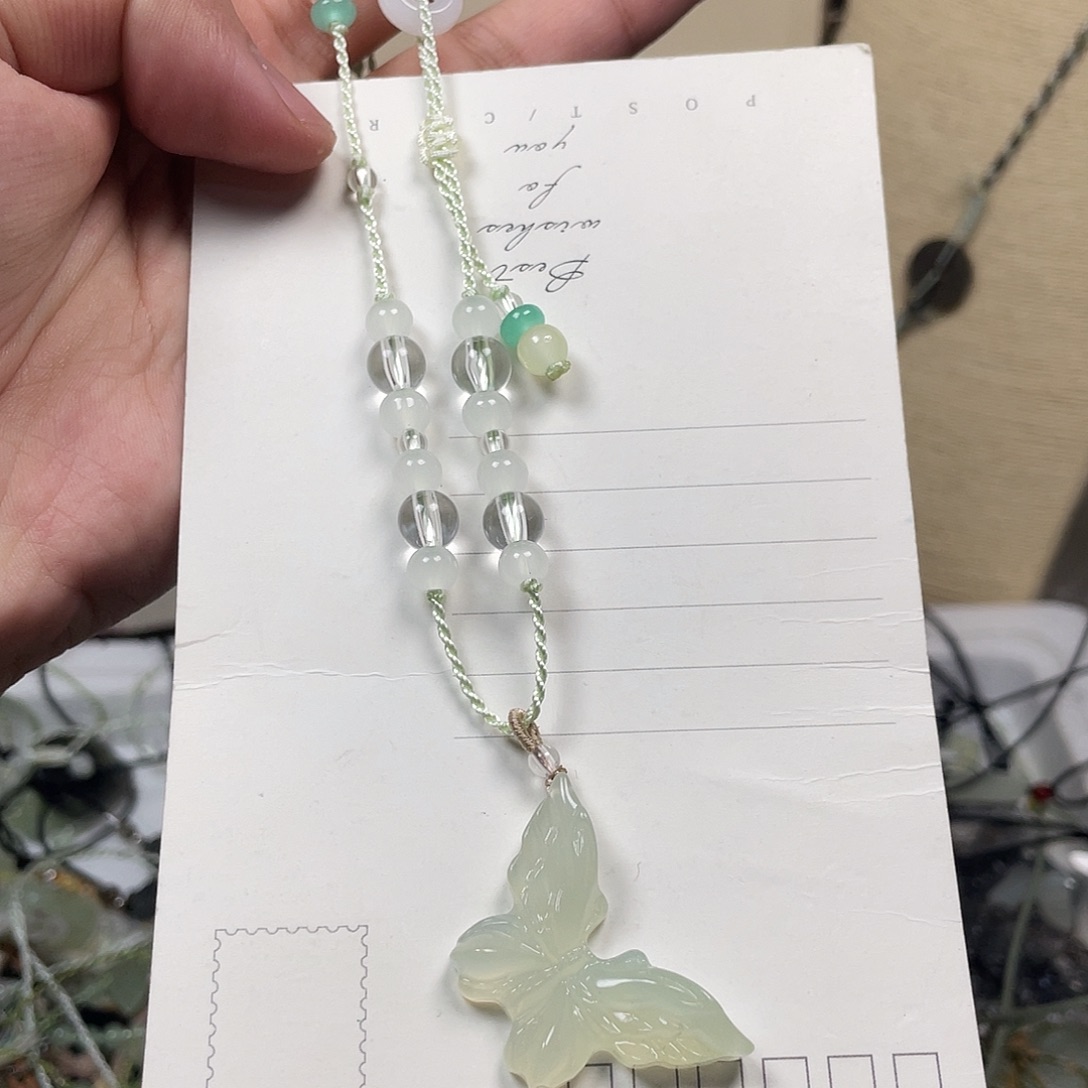 蛇纹石玉合金颈饰