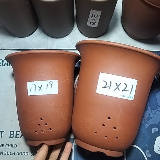 紫砂红泥金钟套盆