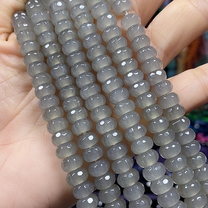 玛瑙/玉髓未镶嵌珠宝半成品玉髓切面车轮卡8mm