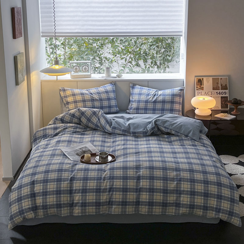 美罗家纺 A类水洗棉麻四件套AB面可裸睡床单被套 规格：2/2.3米 2.2/2.4米