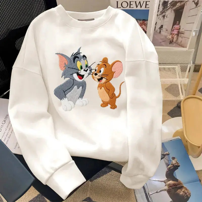 新款2025秋冬印花圆领长袖运动时尚休闲百搭情侣卫衣女秋冬【N】