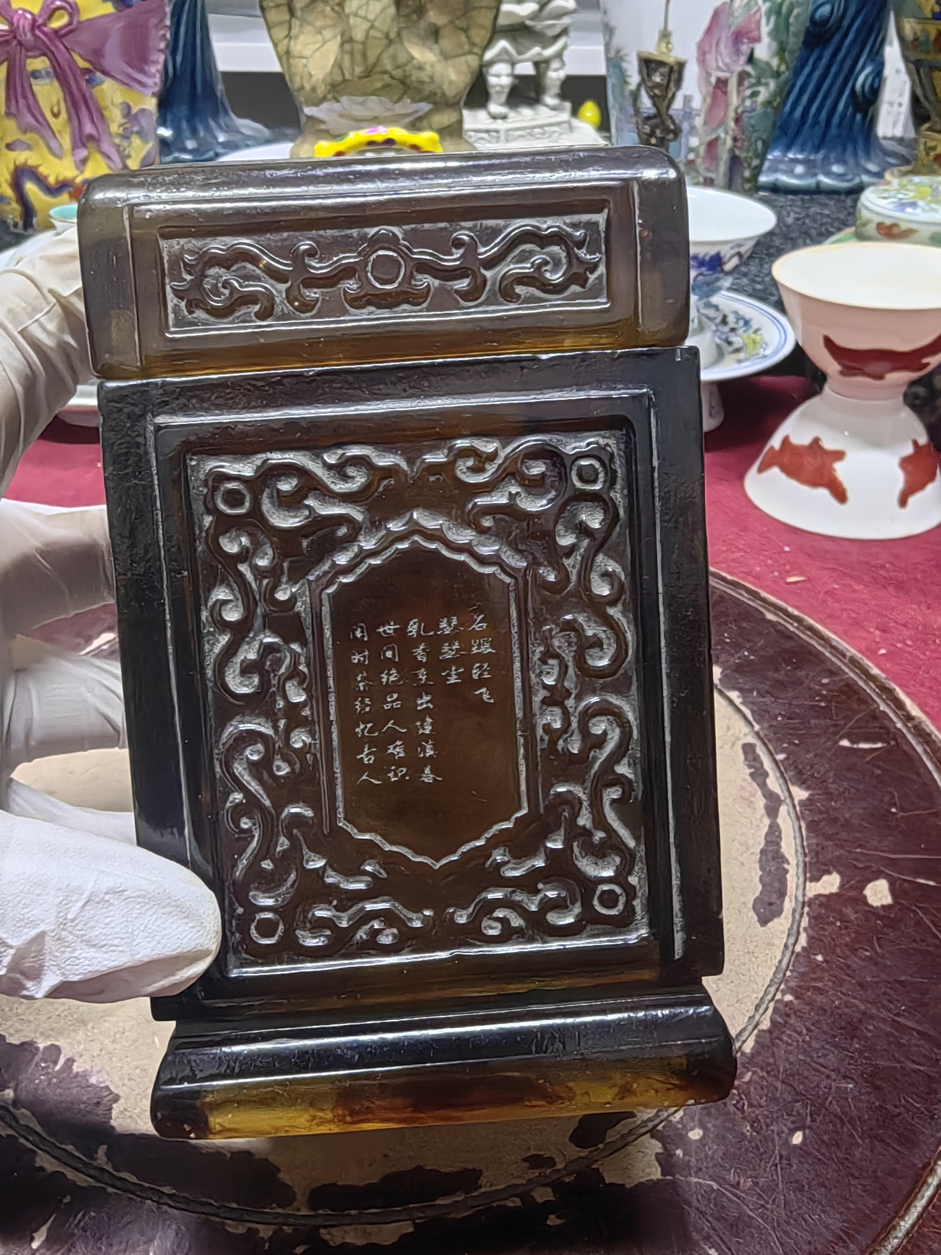 茶叶罐满攻满刻镶嵌刻字