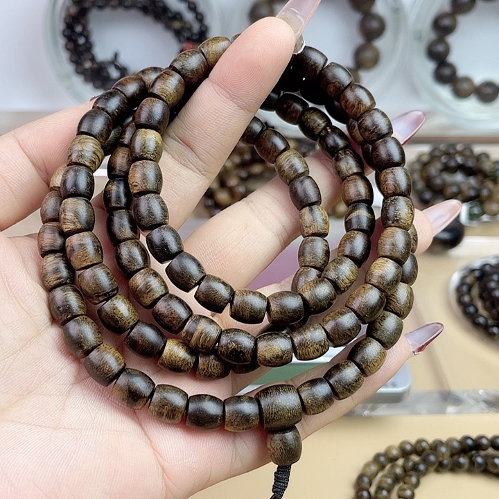 沉香手串三*毛越南芽庄白奇玉化留疤嘤子虎斑