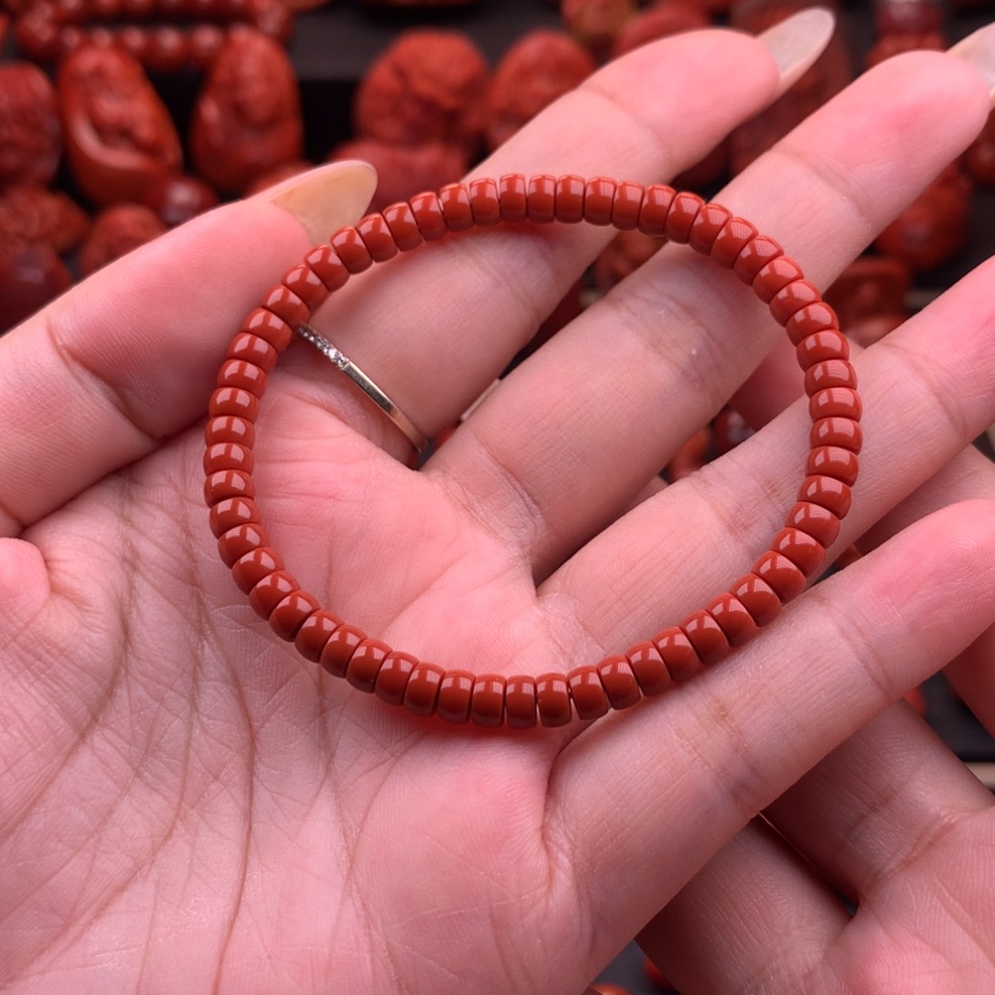 南红玛瑙南红川料原矿精工药片手串5.1mm未镶嵌