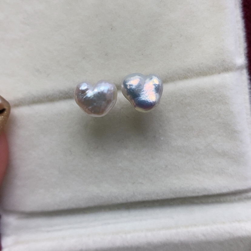 【闪购商品】淡水珍珠耳饰银S925镶嵌极光炫彩keshi耳钉