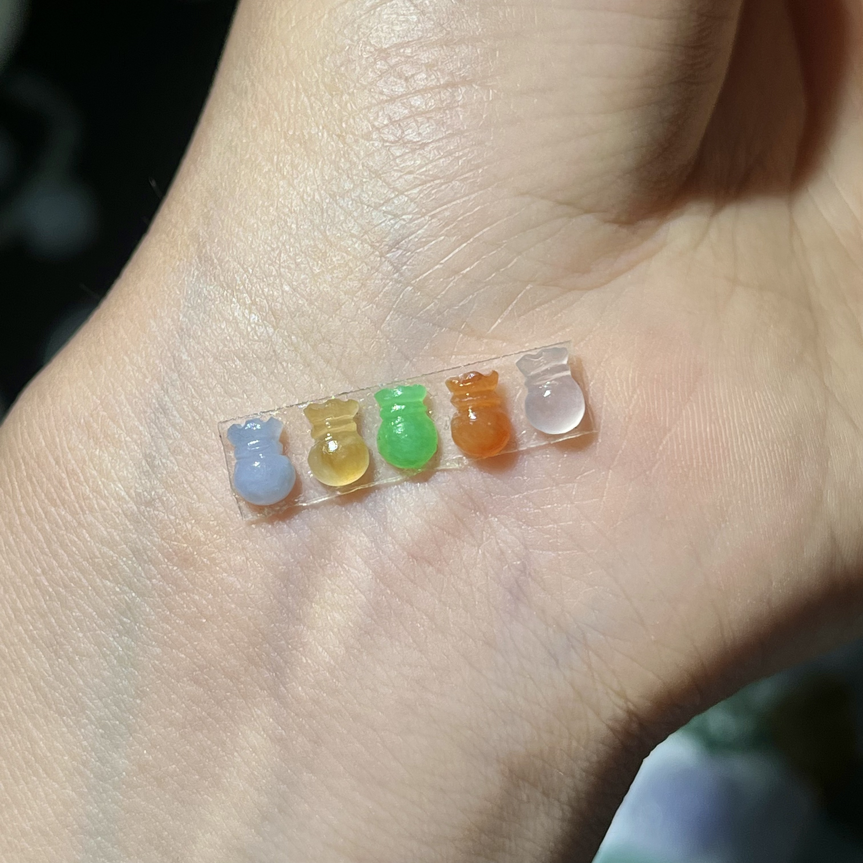天然缅甸A货翡翠五彩多宝钱袋套装