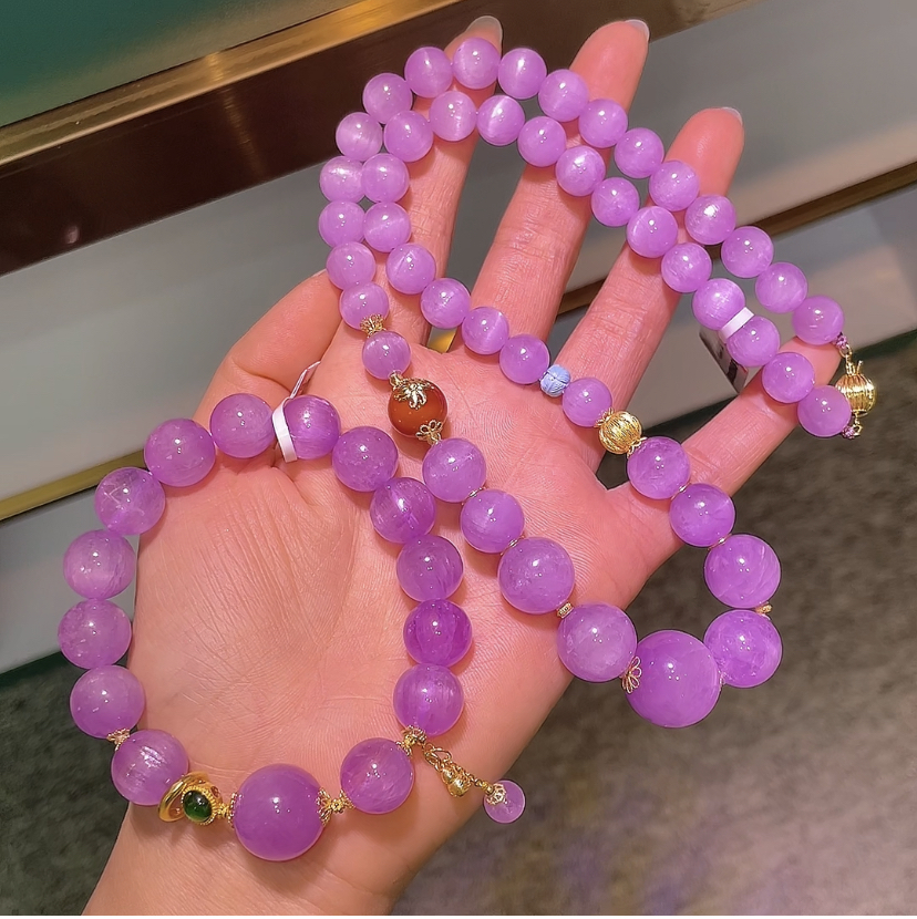 【17：00紫锂辉专场】25年限定款高冰玉化皇家紫手串！紫锂辉塔链上新