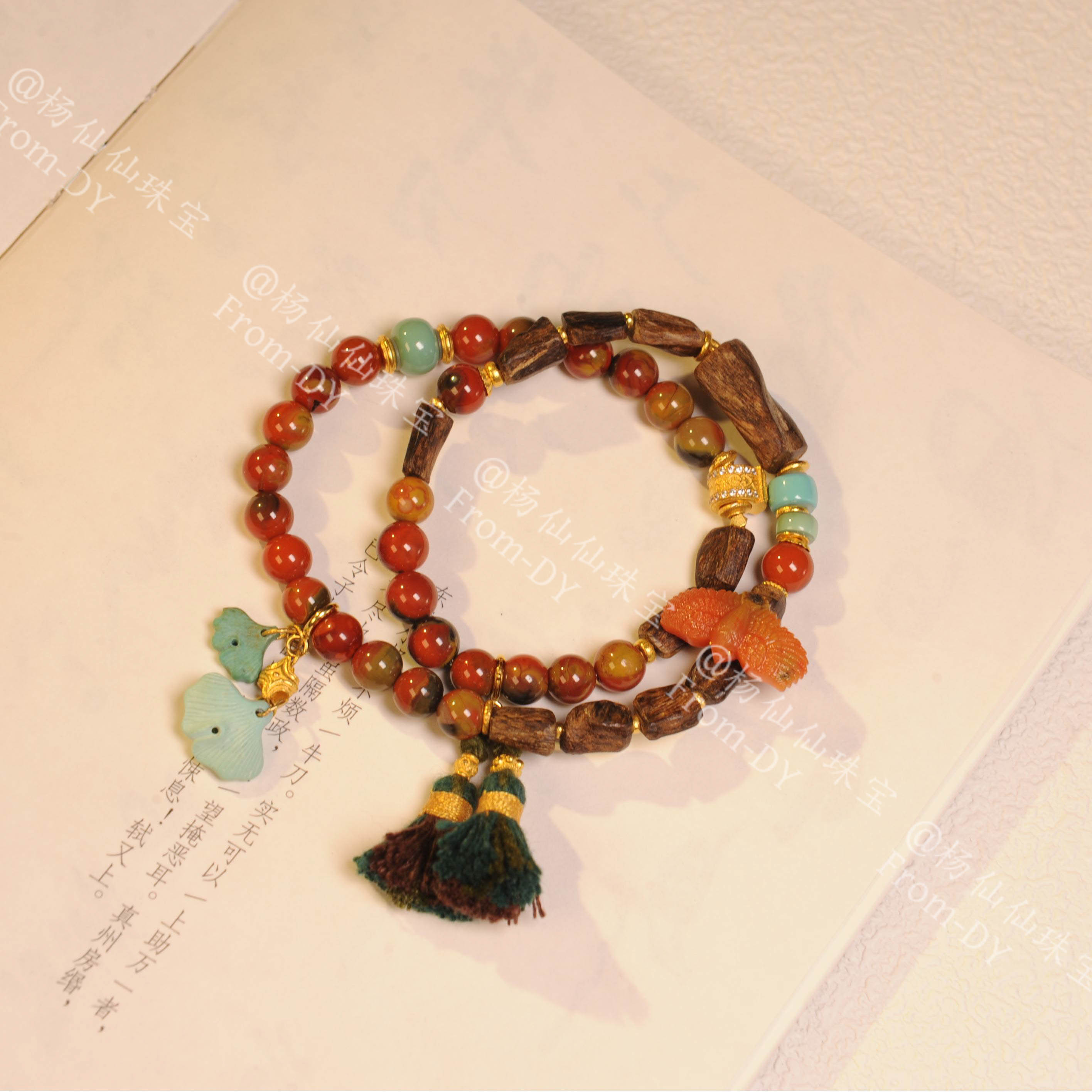 【杨仙仙珠宝】18K金镶嵌南红多宝项链-A3061