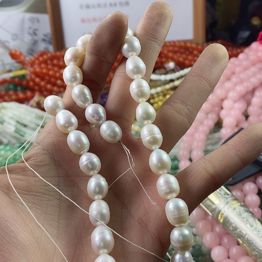 玛瑙/玉髓珠宝半成品合金?****一条10×11珍珠E205